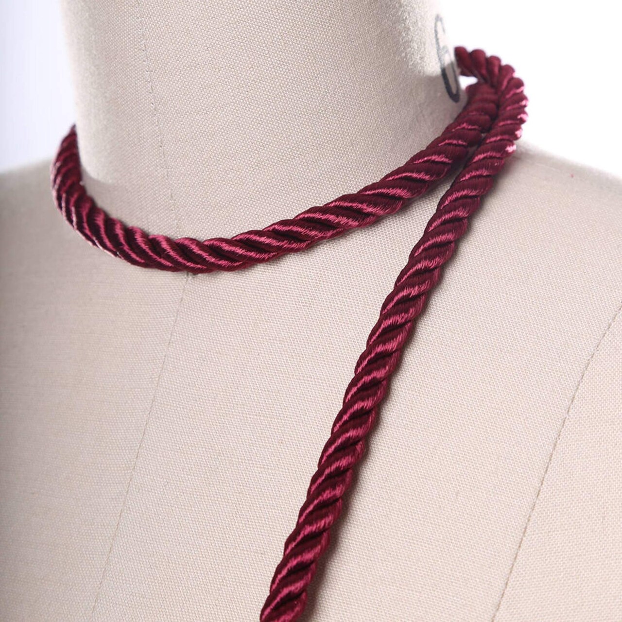 1 Yard 7mm Burgundy Silky Satin Rope Trim for Curtains Pillows and Sewing